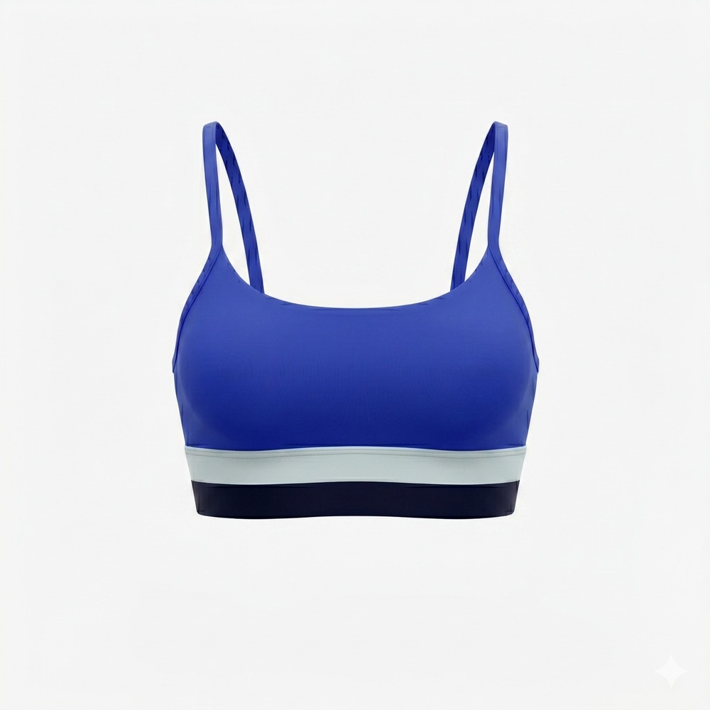 Athleta Coastline Bikini Top Blue White Stripe Colorblock XS A-C Cup Swimwear